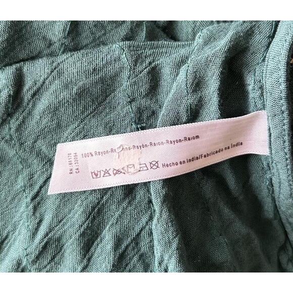 Free People Emerald Green Women’s Beaded V-neck Tank Top Size S Boho Glam - Picture 6 of 6